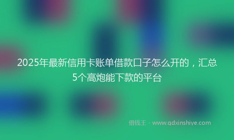 2025年最新信用卡账单借款口子怎么开的，汇总5个高炮能下款的平台