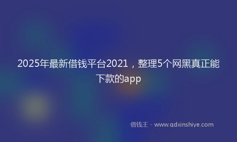 2025年最新借钱平台2021，整理5个网黑真正能下款的app