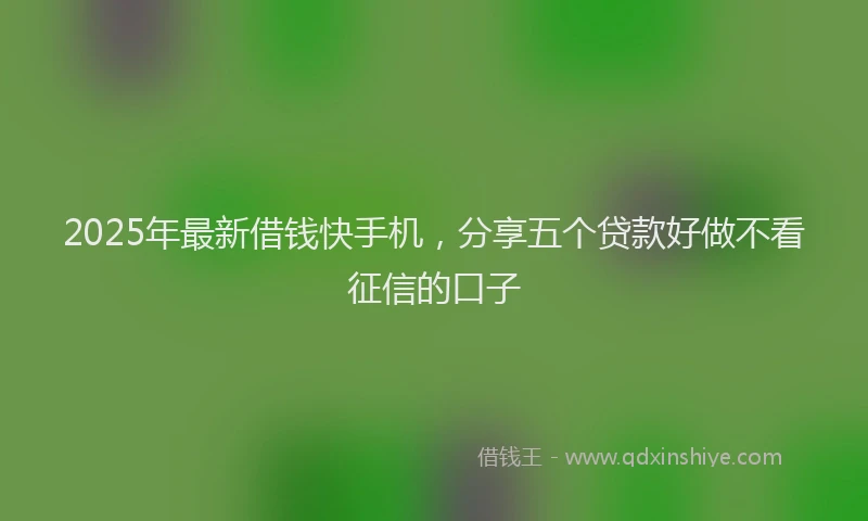 2025年最新借钱快手机，分享五个贷款好做不看征信的口子