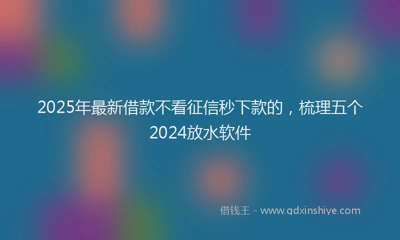 2025年最新借款不看征信秒下款的，梳理五个2024放水软件