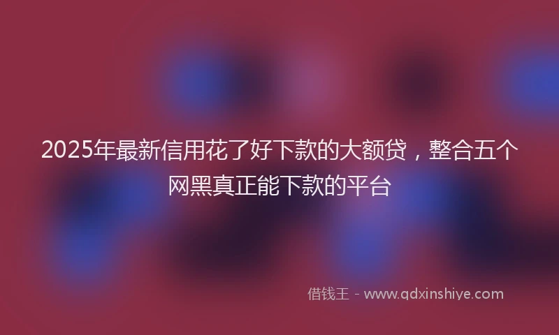 2025年最新信用花了好下款的大额贷，整合五个网黑真正能下款的平台