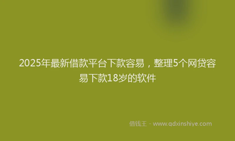 2025年最新借款平台下款容易，整理5个网贷容易下款18岁的软件