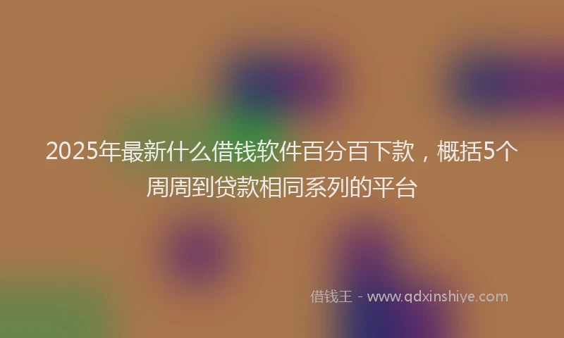 2025年最新什么借钱软件百分百下款，概括5个周周到贷款相同系列的平台