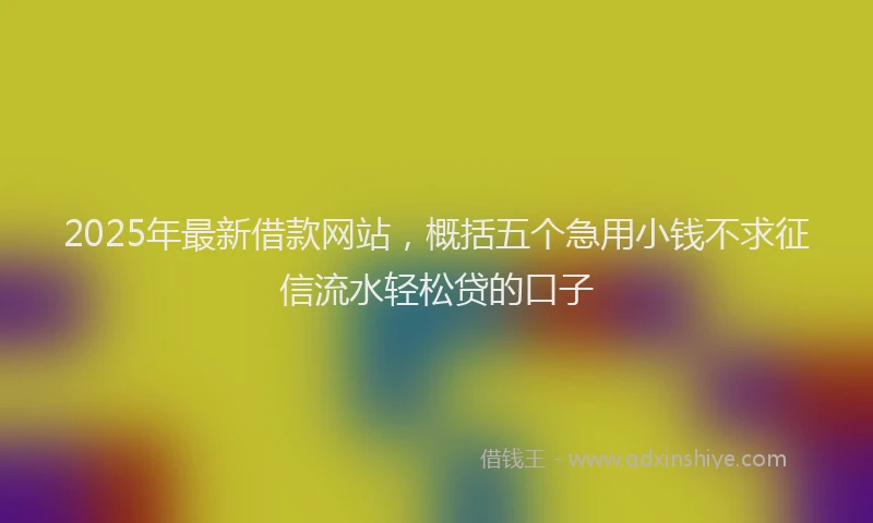 2025年最新借款网站，概括五个急用小钱不求征信流水轻松贷的口子