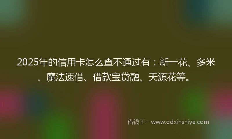 2025年的信用卡怎么查不通过有：新一花、多米、魔法速借、借款宝贷融、天源花等。