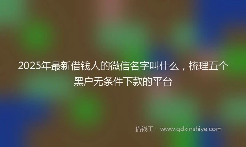 2025年最新借钱人的微信名字叫什么，梳理五个黑户无条件下款的平台