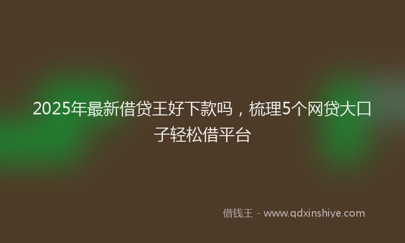 2025年最新借贷王好下款吗，梳理5个网贷大口子轻松借平台