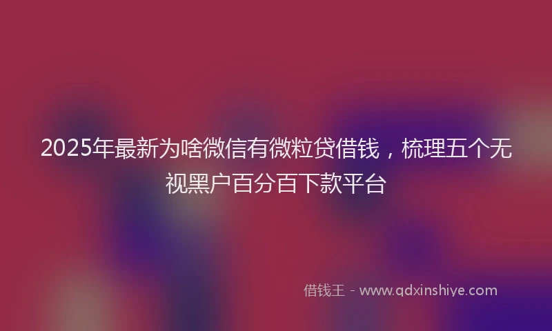 2025年最新为啥微信有微粒贷借钱，梳理五个无视黑户百分百下款平台