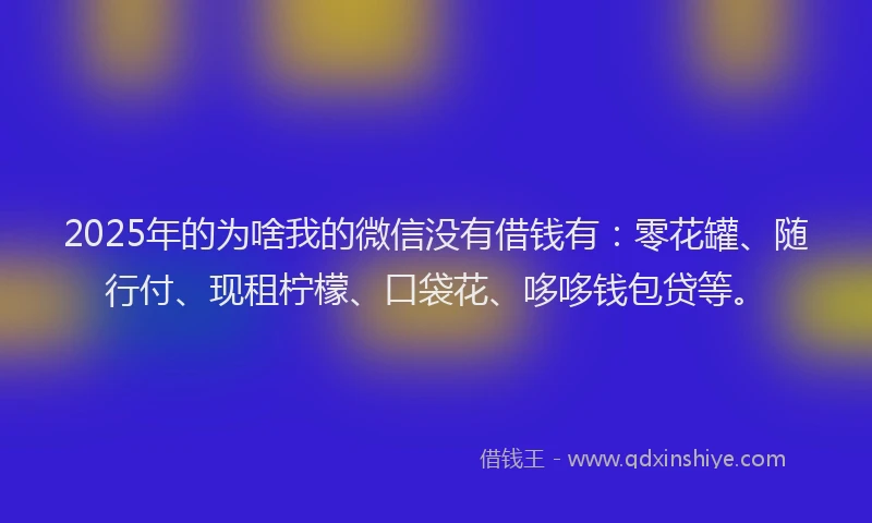 2025年的为啥我的微信没有借钱有：零花罐、随行付、现租柠檬、口袋花、哆哆钱包贷等。