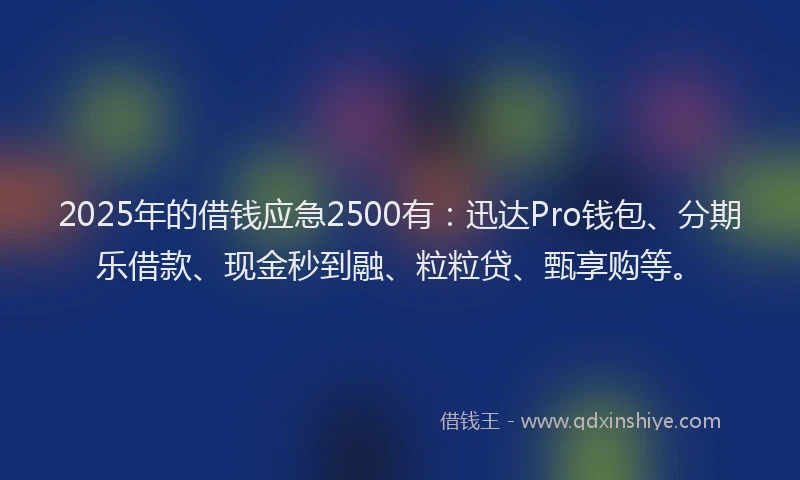 2025年的借钱应急2500有：迅达Pro钱包、分期乐借款、现金秒到融、粒粒贷、甄享购等。