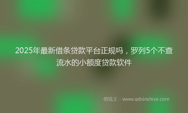 2025年最新借条贷款平台正规吗，罗列5个不查流水的小额度贷款软件