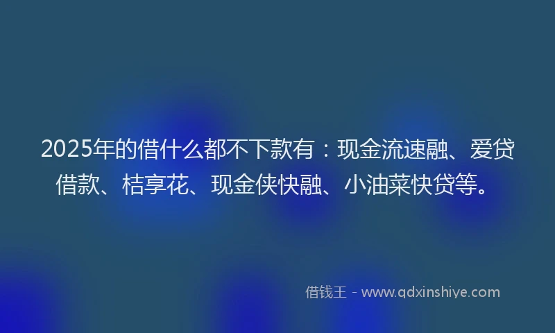 2025年的借什么都不下款有：现金流速融、爱贷借款、桔享花、现金侠快融、小油菜快贷等。