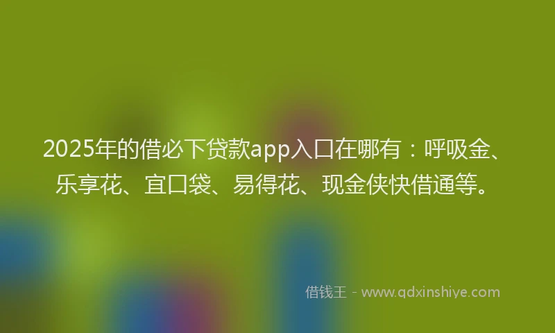 2025年的借必下贷款app入口在哪有：呼吸金、乐享花、宜口袋、易得花、现金侠快借通等。