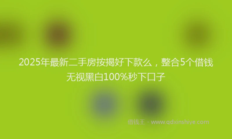 2025年最新二手房按揭好下款么，整合5个借钱无视黑白100%秒下口子
