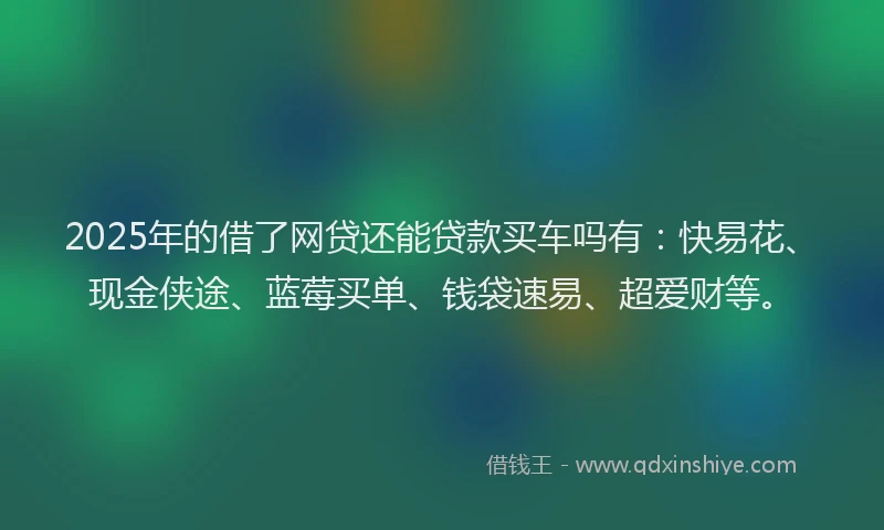 2025年的借了网贷还能贷款买车吗有：快易花、现金侠途、蓝莓买单、钱袋速易、超爱财等。