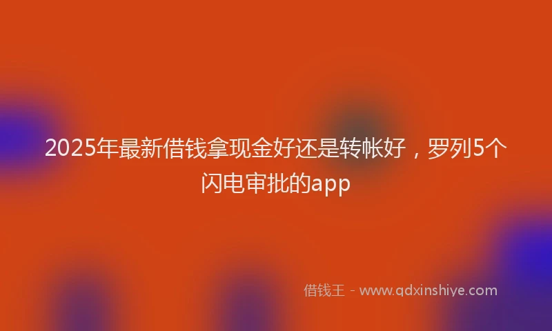 2025年最新借钱拿现金好还是转帐好，罗列5个闪电审批的app