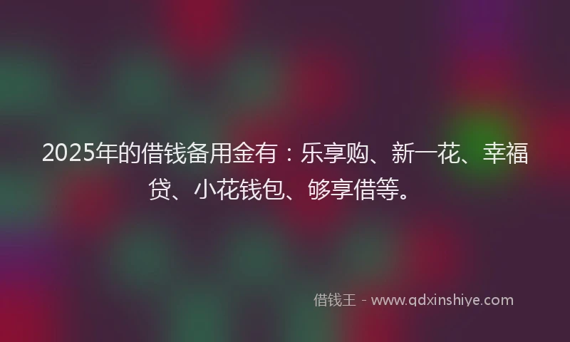2025年的借钱备用金有：乐享购、新一花、幸福贷、小花钱包、够享借等。