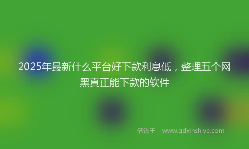 2025年最新什么平台好下款利息低，整理五个网黑真正能下款的软件