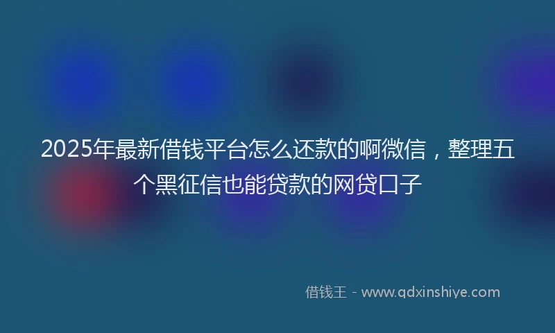 2025年最新借钱平台怎么还款的啊微信，整理五个黑征信也能贷款的网贷口子