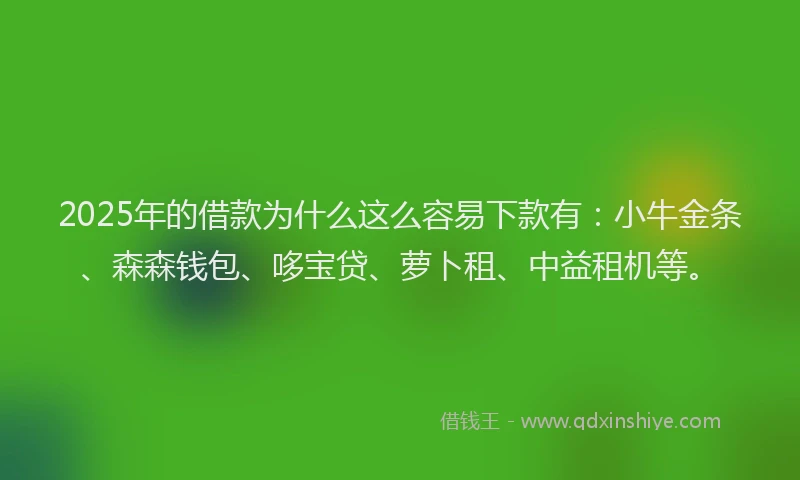 2025年的借款为什么这么容易下款有：小牛金条、森森钱包、哆宝贷、萝卜租、中益租机等。