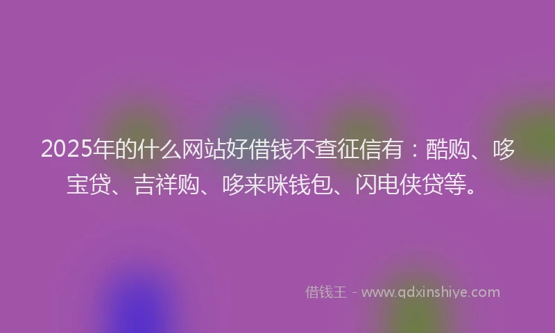 2025年的什么网站好借钱不查征信有：酷购、哆宝贷、吉祥购、哆来咪钱包、闪电侠贷等。