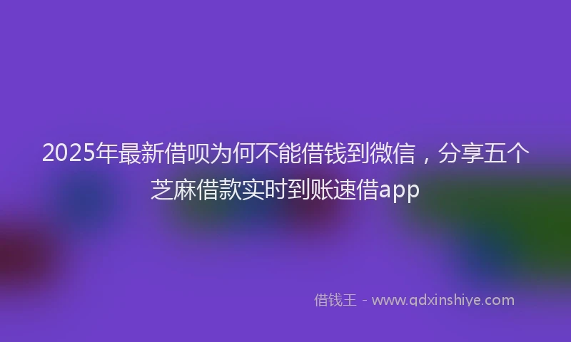 2025年最新借呗为何不能借钱到微信，分享五个芝麻借款实时到账速借app