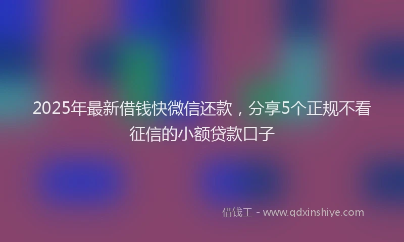 2025年最新借钱快微信还款，分享5个正规不看征信的小额贷款口子