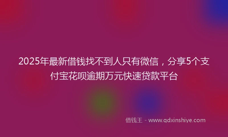 2025年最新借钱找不到人只有微信，分享5个支付宝花呗逾期万元快速贷款平台
