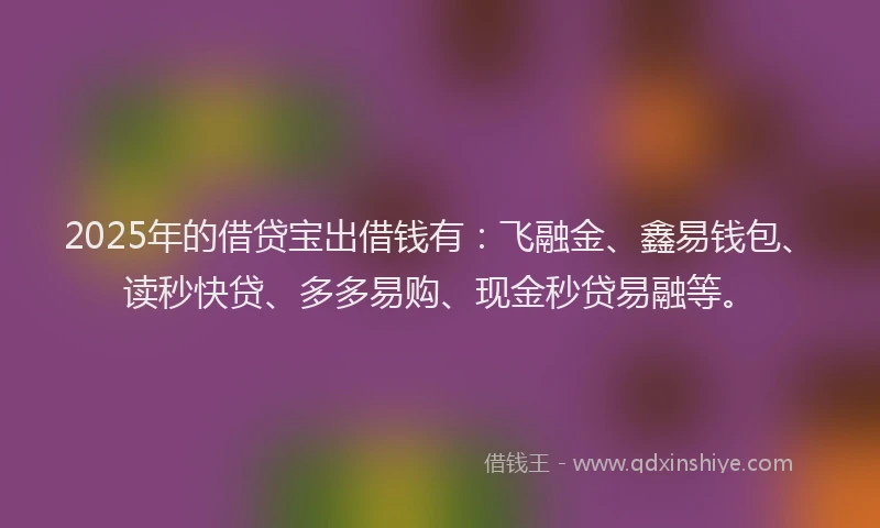 2025年的借贷宝出借钱有：飞融金、鑫易钱包、读秒快贷、多多易购、现金秒贷易融等。