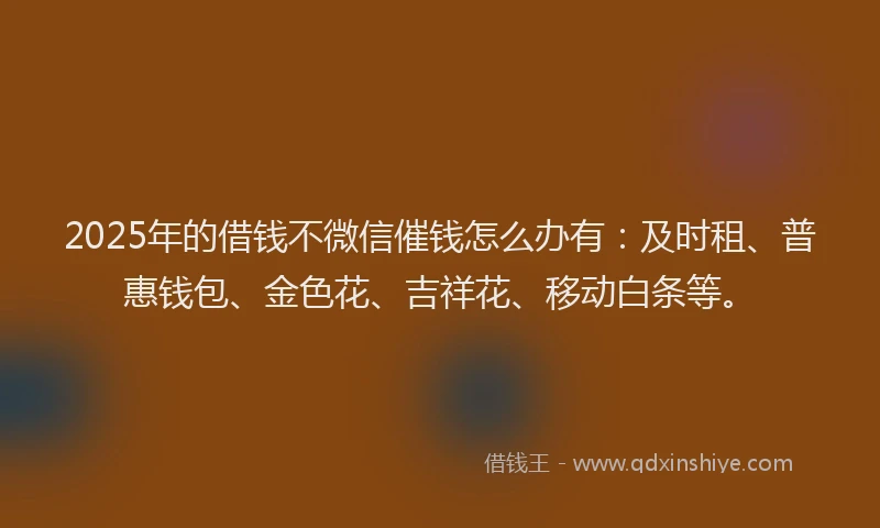 2025年的借钱不微信催钱怎么办有：及时租、普惠钱包、金色花、吉祥花、移动白条等。