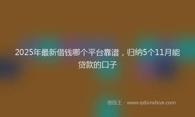 2025年最新借钱哪个平台靠谱，归纳5个11月能贷款的口子