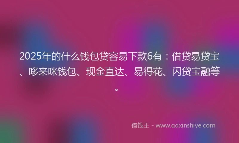 2025年的什么钱包贷容易下款6有：借贷易贷宝、哆来咪钱包、现金直达、易得花、闪贷宝融等。