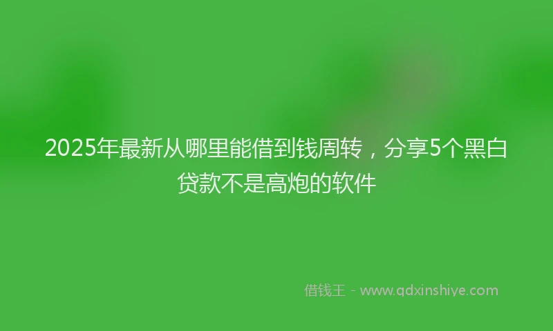 2025年最新从哪里能借到钱周转，分享5个黑白贷款不是高炮的软件