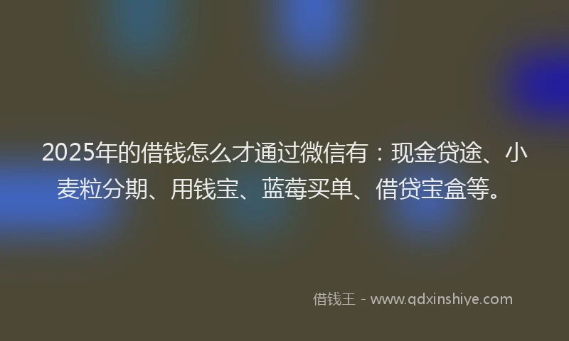 2025年的借钱怎么才通过微信有：现金贷途、小麦粒分期、用钱宝、蓝莓买单、借贷宝盒等。