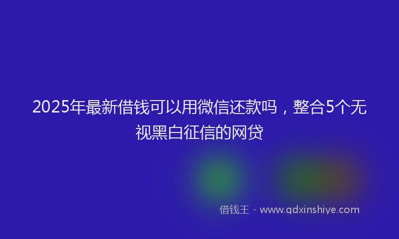 2025年最新借钱可以用微信还款吗，整合5个无视黑白征信的网贷