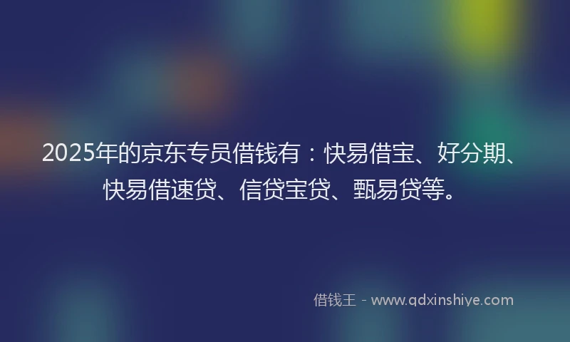 2025年的京东专员借钱有：快易借宝、好分期、快易借速贷、信贷宝贷、甄易贷等。