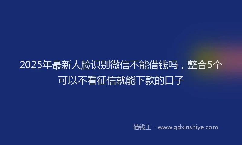 2025年最新人脸识别微信不能借钱吗，整合5个可以不看征信就能下款的口子