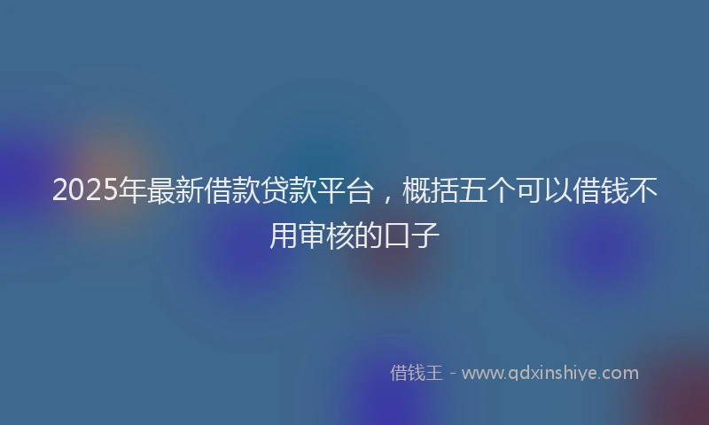 2025年最新借款贷款平台，概括五个可以借钱不用审核的口子