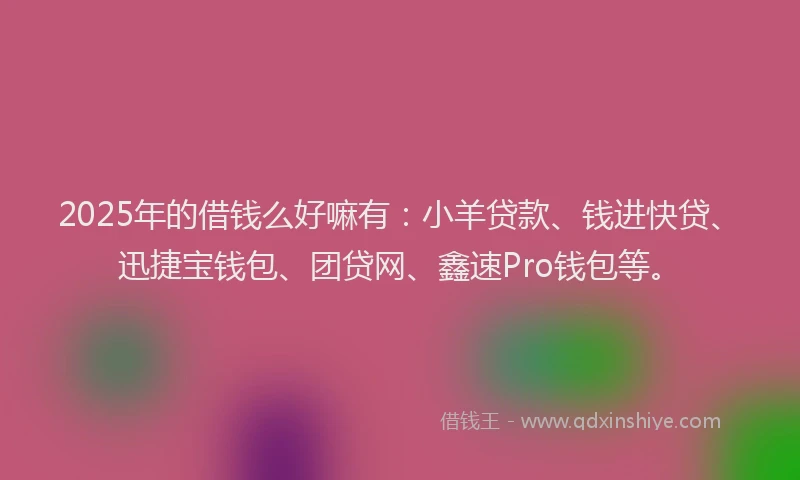 2025年的借钱么好嘛有：小羊贷款、钱进快贷、迅捷宝钱包、团贷网、鑫速Pro钱包等。