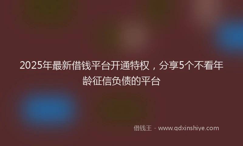 2025年最新借钱平台开通特权，分享5个不看年龄征信负债的平台