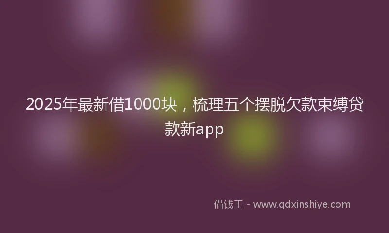 2025年最新借1000块，梳理五个摆脱欠款束缚贷款新app