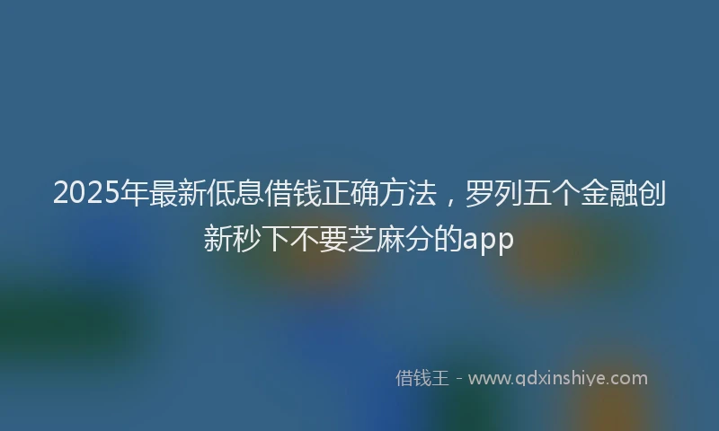 2025年最新低息借钱正确方法，罗列五个金融创新秒下不要芝麻分的app