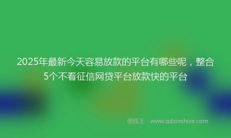 2025年最新今天容易放款的平台有哪些呢，整合5个不看征信网贷平台放款快的平台