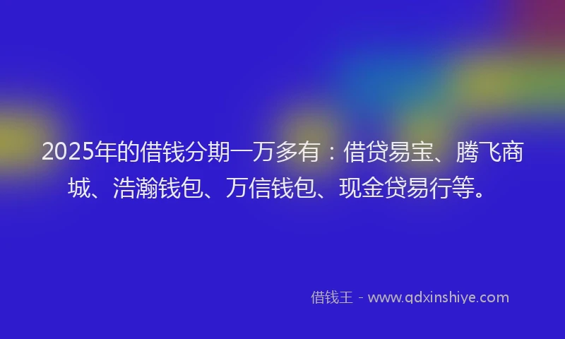 2025年的借钱分期一万多有：借贷易宝、腾飞商城、浩瀚钱包、万信钱包、现金贷易行等。