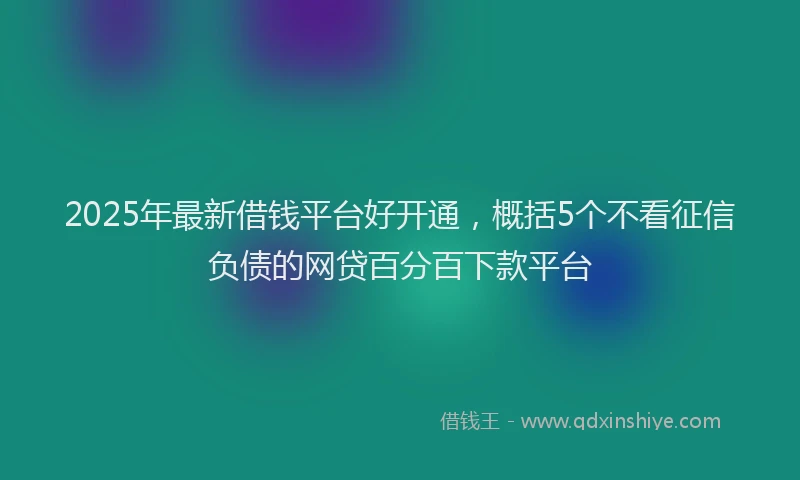 2025年最新借钱平台好开通，概括5个不看征信负债的网贷百分百下款平台