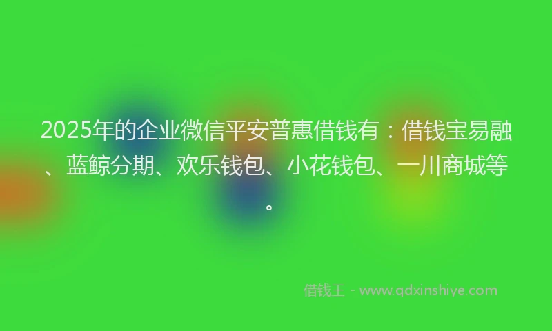 2025年的企业微信平安普惠借钱有：借钱宝易融、蓝鲸分期、欢乐钱包、小花钱包、一川商城等。