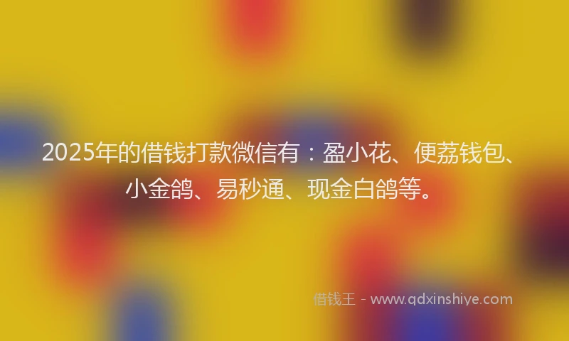 2025年的借钱打款微信有：盈小花、便荔钱包、小金鸽、易秒通、现金白鸽等。