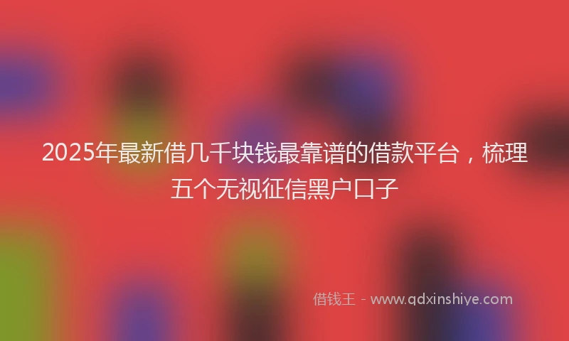 2025年最新借几千块钱最靠谱的借款平台，梳理五个无视征信黑户口子