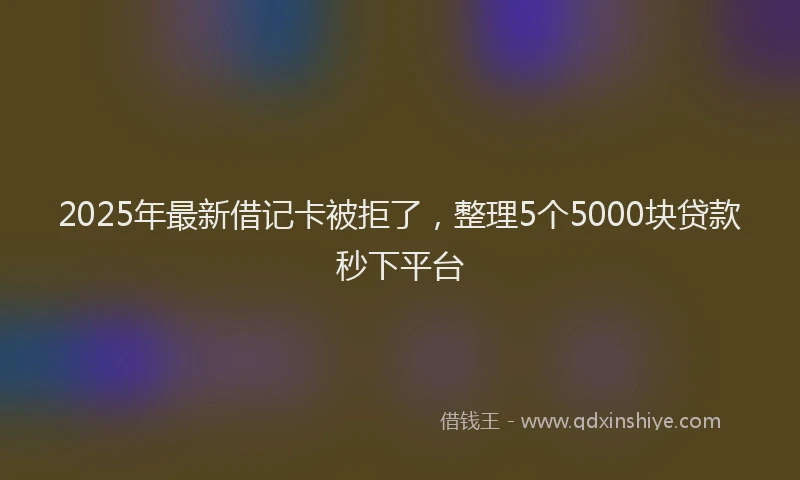 2025年最新借记卡被拒了，整理5个5000块贷款秒下平台