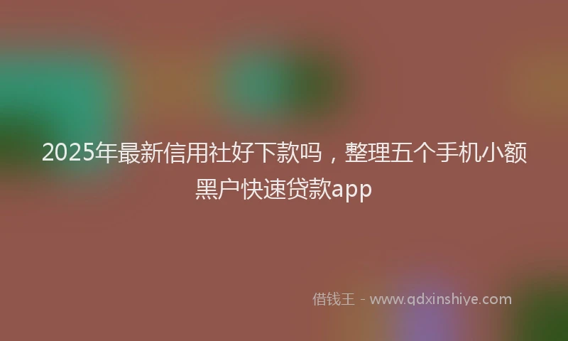 2025年最新信用社好下款吗，整理五个手机小额黑户快速贷款app